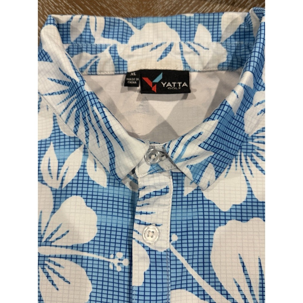 Yatta Golf Polo Shirt Blue Floral Men's Size XL - Picture 3 of 6
